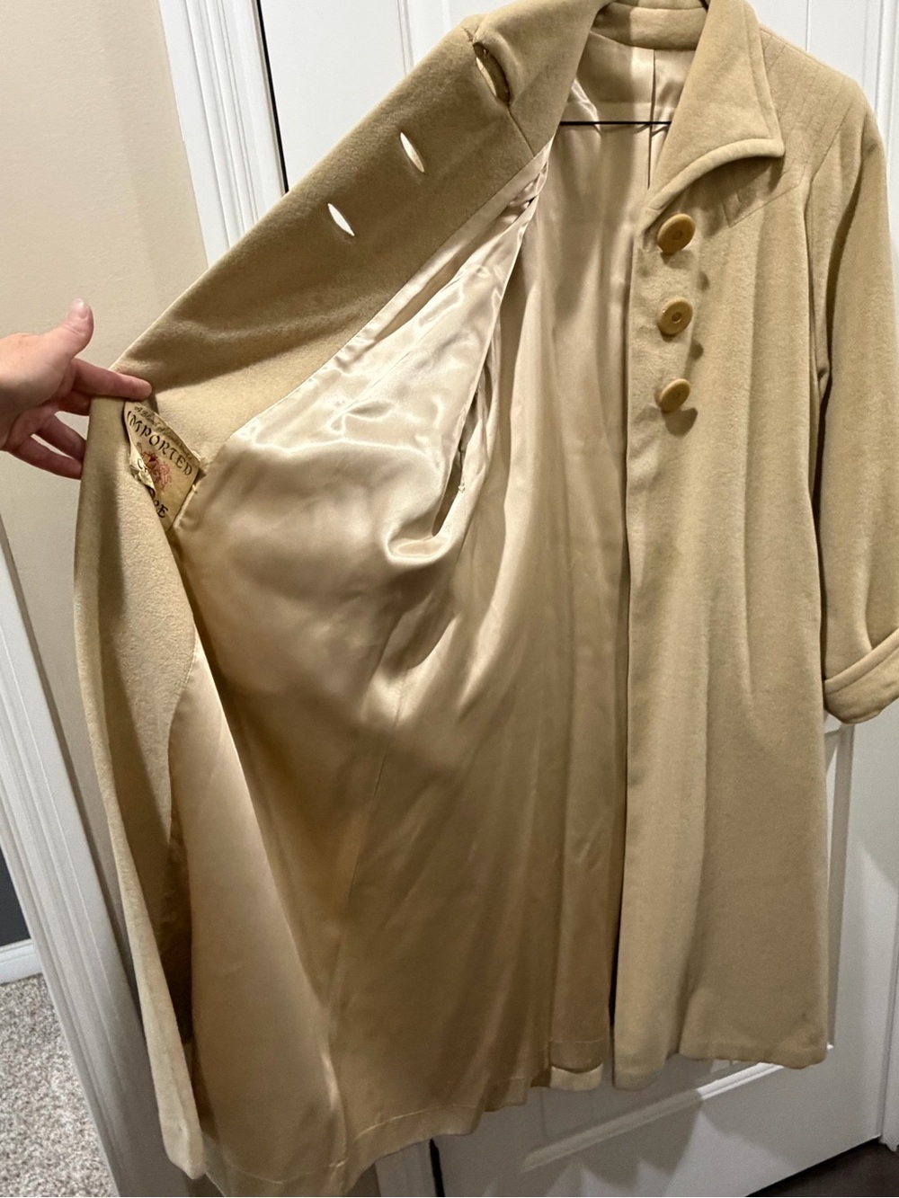 Vintage 1950’s-1960’s Women’s Imported Cashmere and Lambs Wool Long Coat - Picture 6 of 8
